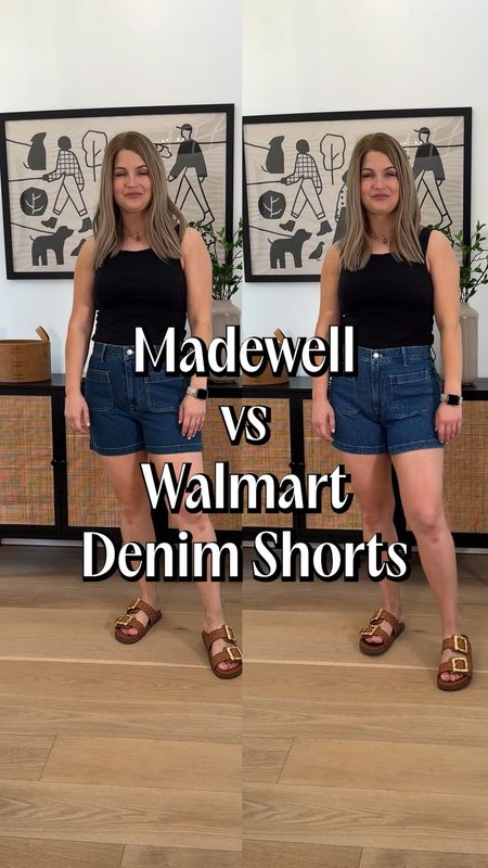 Madewell vs Walmart denim shorts! Soo good! I’m wearing 6 (28) in the madewell and 8 in the Walmart! 

#LTKMidsize #LTKFindsUnder50 #LTKVideo