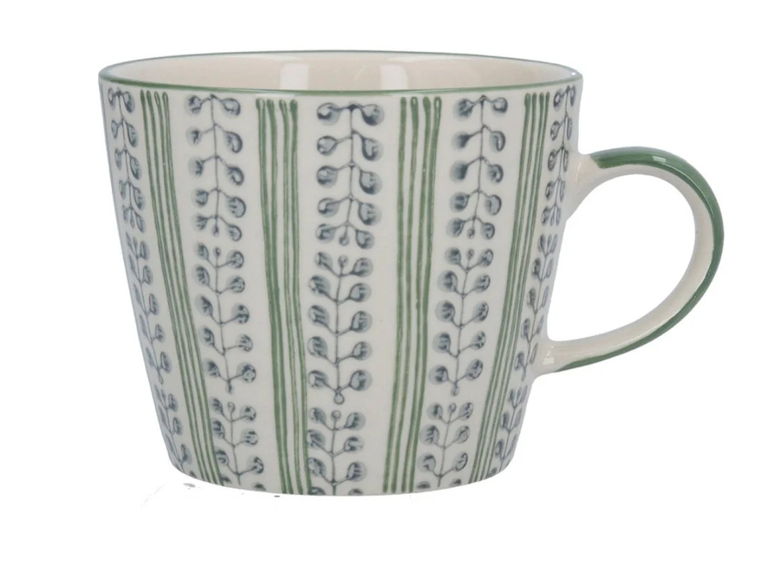 Green Berry Stripe Mug -Lines Leaf Geometric Pattern - Ceramic Mug - Tea Cup - Coffee Mug - Kitch... | Etsy (UK)