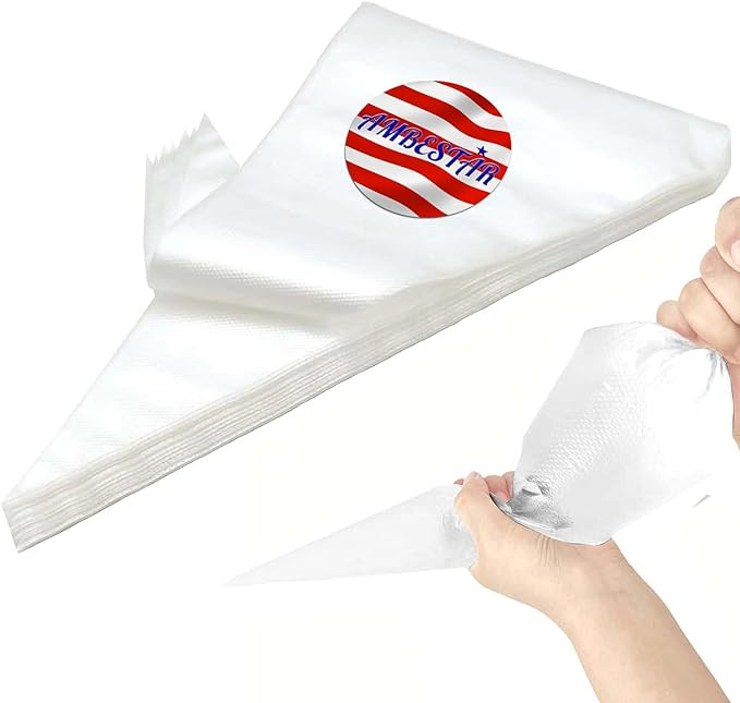 24 Inch Extra Large Piping Bags Disposable, Thickened 100Pcs Disposable Clear Plastic Icing Pipin... | Amazon (US)