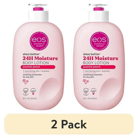 (2 pack) eos Shea Better Body Lotion- Jasmine Peach, Soothes Dry Skin, 16 fl oz | Walmart (US)