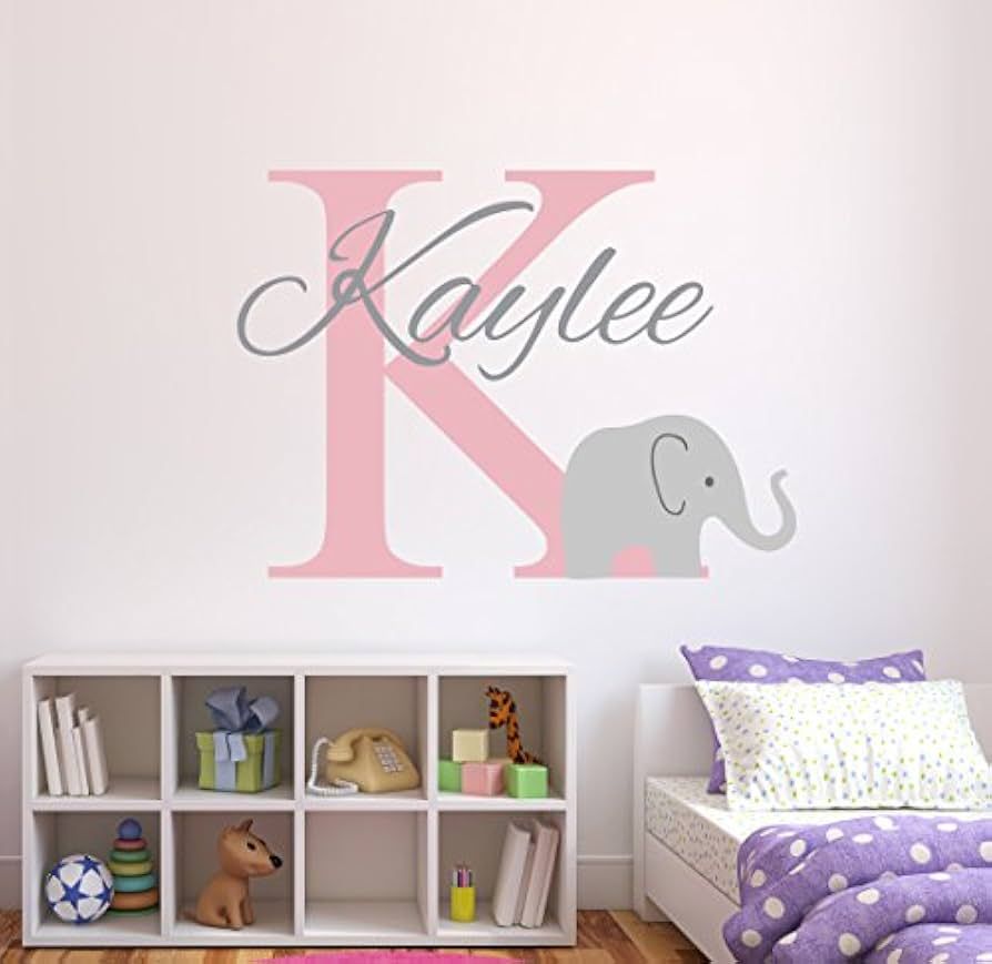Personalized Elephant Name Wall Decal for Girls - Baby Girl Decor - Nursery Wall Decals - Elephan... | Amazon (US)