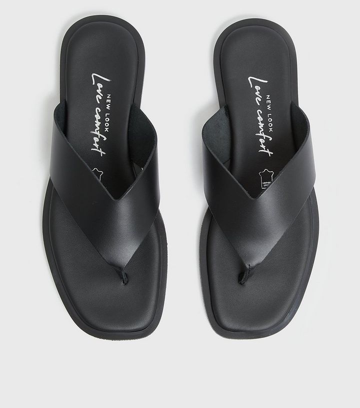 Black Leather Flip Flops 
						
						Add to Saved Items
						Remove from Saved Items | New Look (UK)