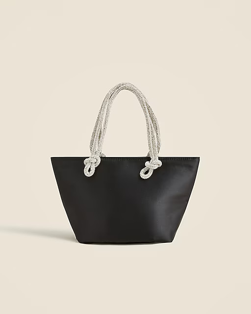 Small satin tote with crystal handles | J. Crew US
