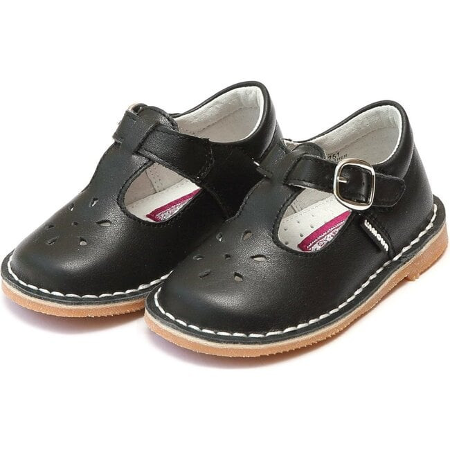 L'Amour | Joy Classic Leather Stitch Down T-Strap Mary Jane Kids Shoes (Black, Size 7) | Maisonette | Maisonette
