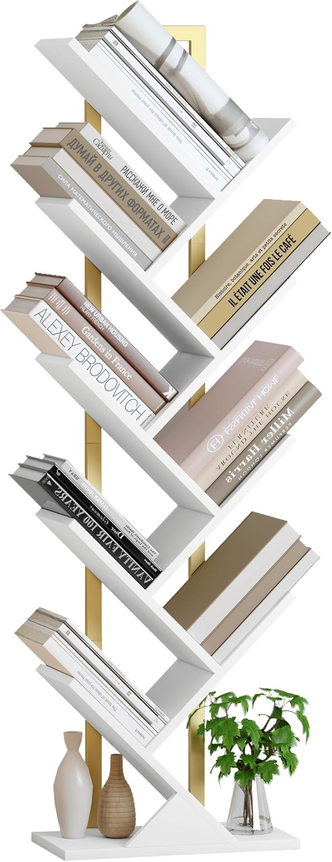 Yusong Tree Bookshelf, Geometric Bookcase with Steel Pipe for Living Room Bedroom, Floor Standing... | Amazon (US)