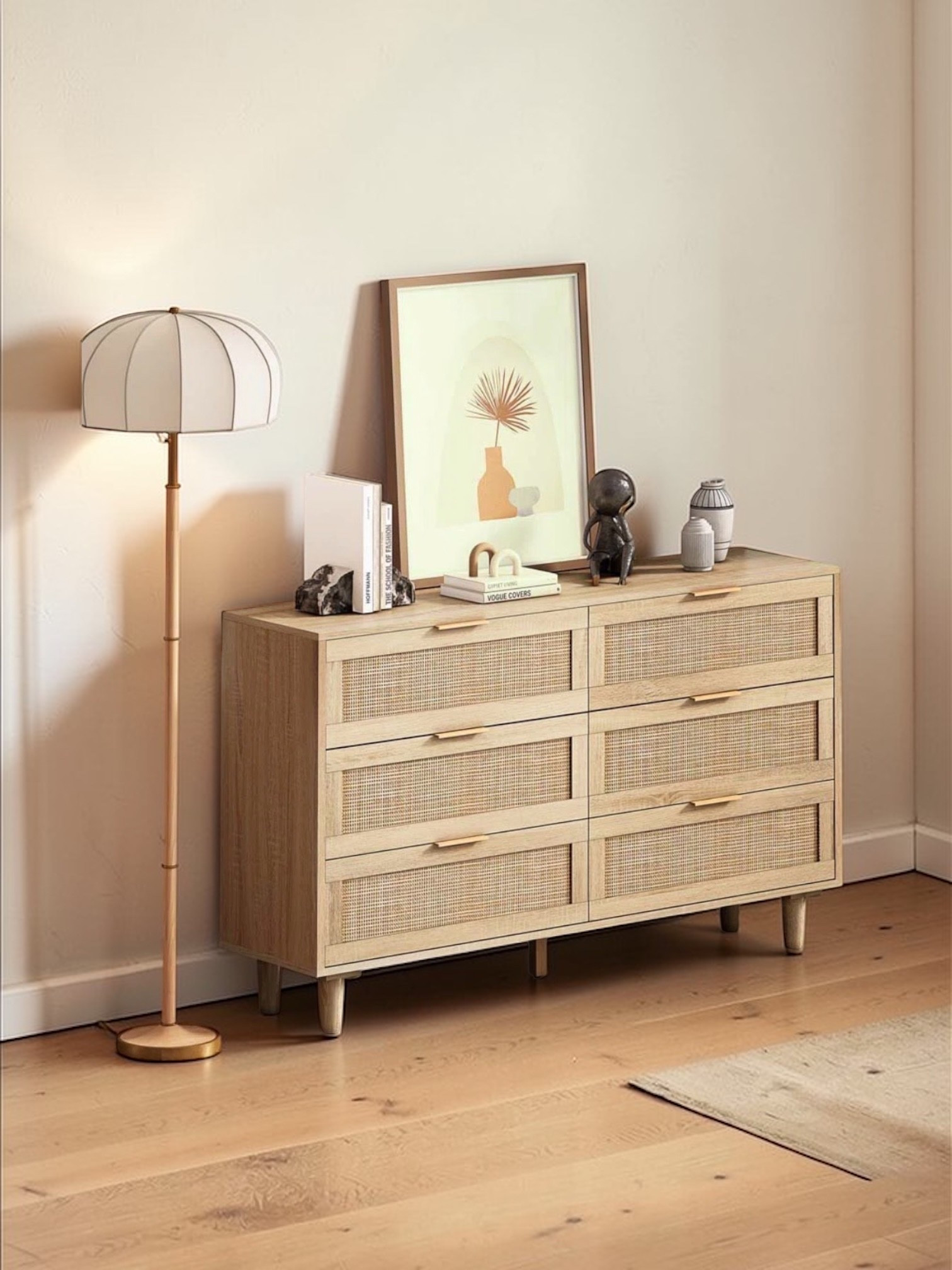 Modern Rattan: The rattan dresser adopts a simple rattan drawer design, providing you with a simple and spacious sorting and storage solution. High-quality material: Our wooden dresser is made of high-quality chipboard, and the rattan box of the drawer is environment-friendly and smooth. The smooth guide rail can easily pull out and close the drawer. Sufficient storage space: This dressing table is functional and designed to meet all kinds of storage demands.

#LTKHome #LTKU #LTKSaleAlert