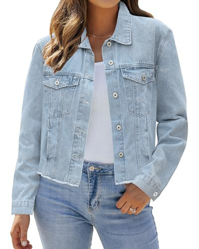 LookbookStore Western Jackets for Women Light Weight Denim Jacket for Women Dark Denim Jacket for Women Jean Jacket Women Plus Size Womens Jean Shirt Roadnight Blue - Snow Wash Size XX-Large | Amazon (US)