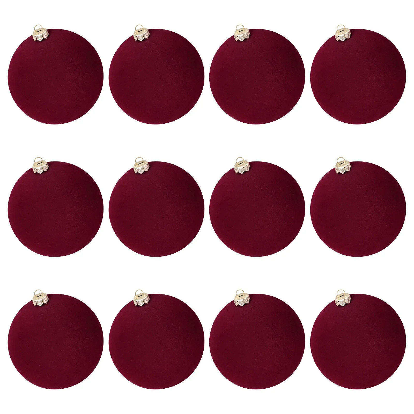 12pc Christmas Flocked Velvet Balls Burgundy Christmas Decorations Home Decor for Xmas Tree Ornam... | Walmart (US)