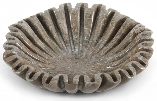 SPESHSTONES Marble Decorative Bowl 10 Inch Oceanic Large Fruit Bowl for Kitchen Counter & Dining Table Centerpiece - Modern Stone Ruffle, Fluted and Scalloped Bowls for Christmas Gifts & Home Decor | Amazon (US)