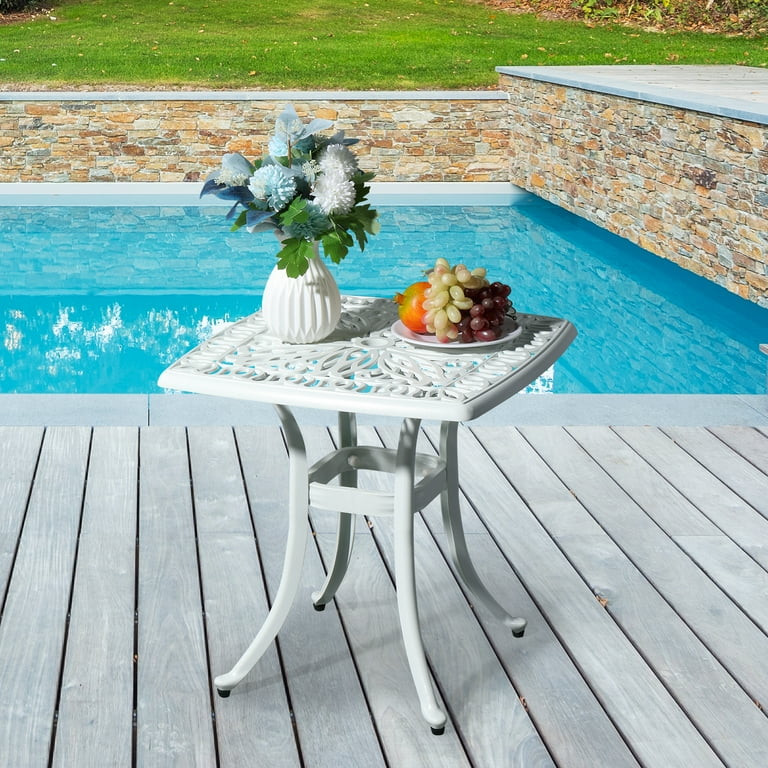 UBesGoo Cast Aluminum Patio Table with Umbrella Hole Outdoor Bistro Table, 21 in Square End Table... | Walmart (US)