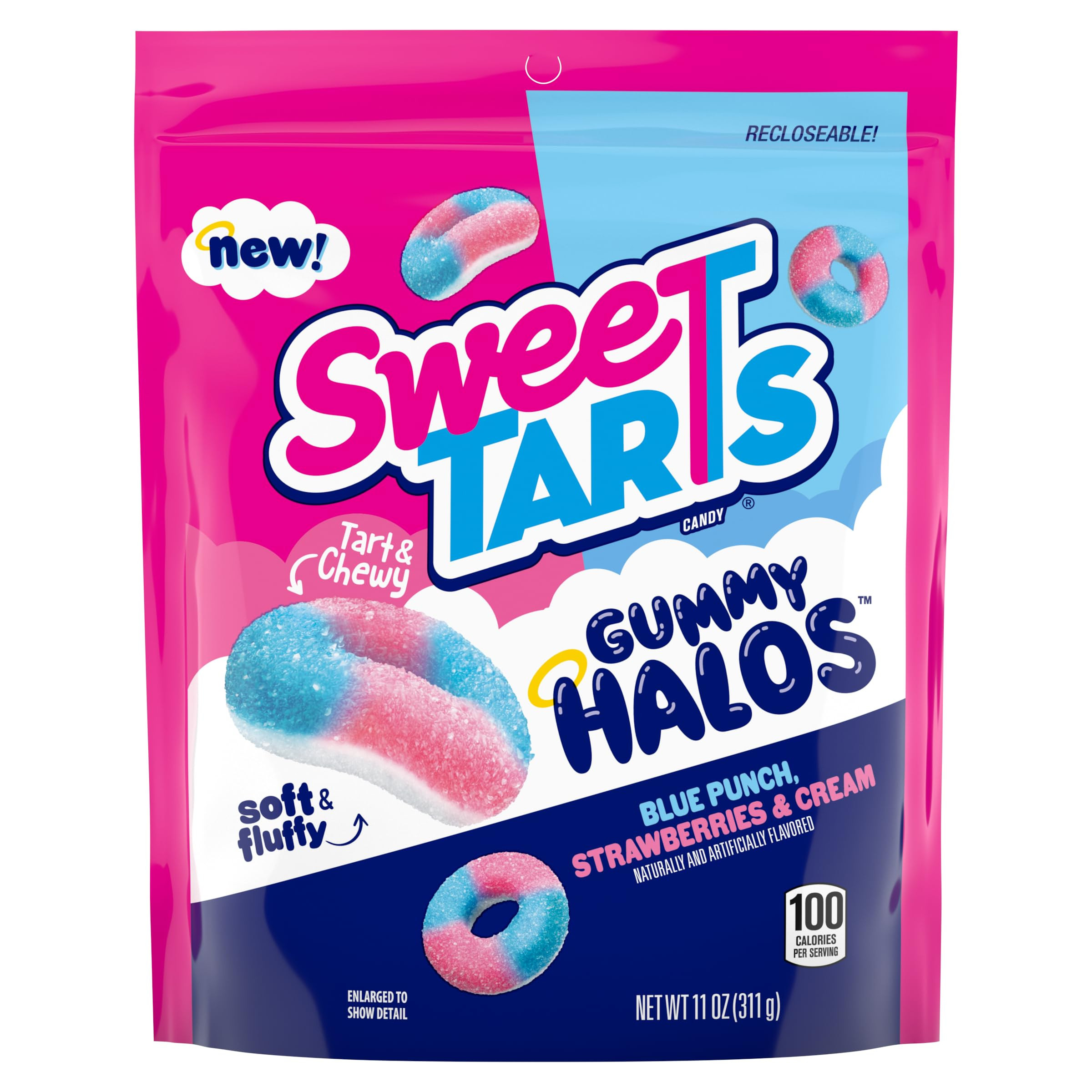 SweeTARTS Halos, Candy, Blue Punch and Strawberries and Cream, Tart and Chewy, Soft and Fluffy, 1... | Amazon (US)