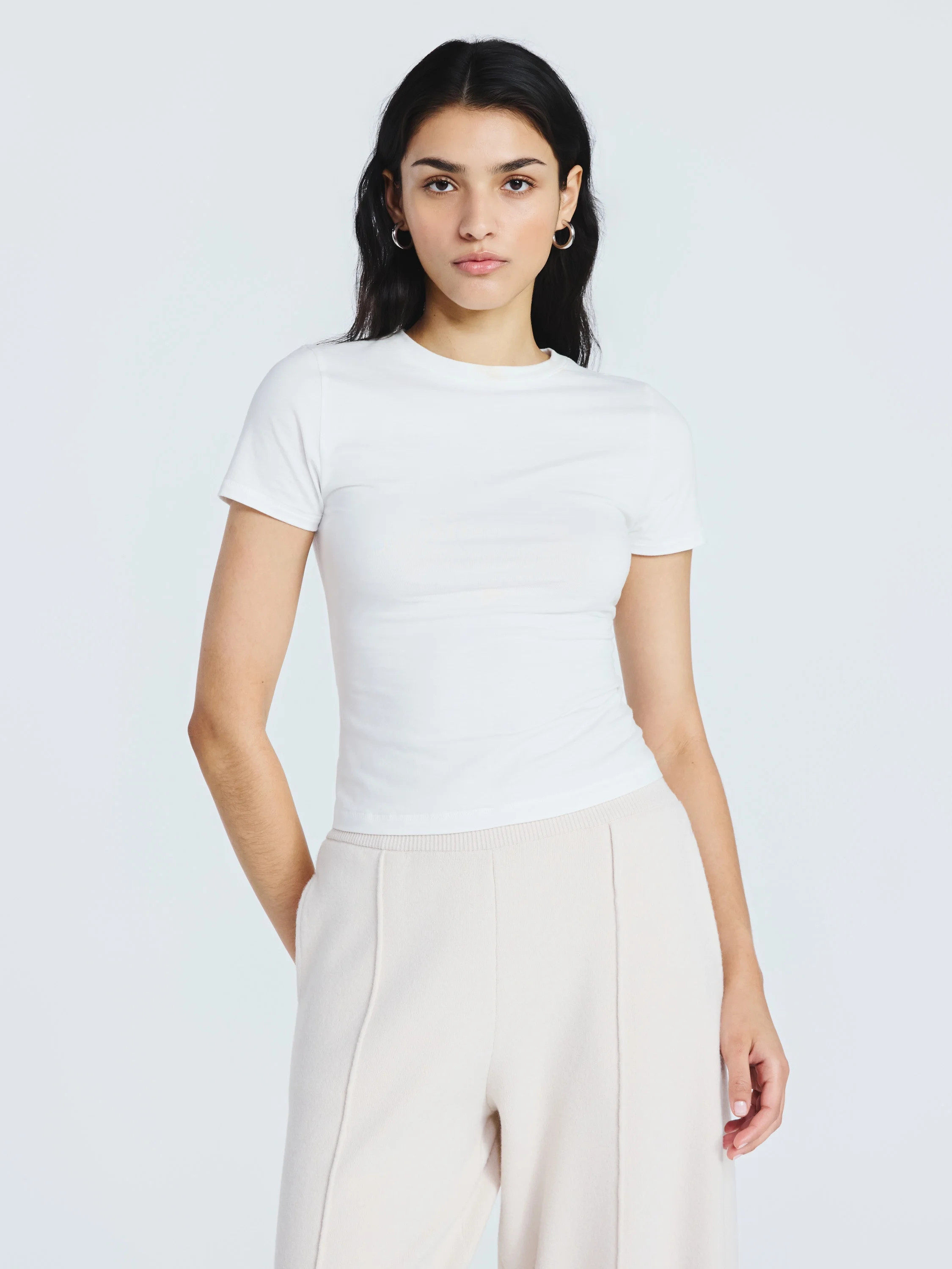 Scoop Women's Stretch Cotton Blend Baby Tee with Short Sleeves, Sizes XS-XXL | Walmart (US)