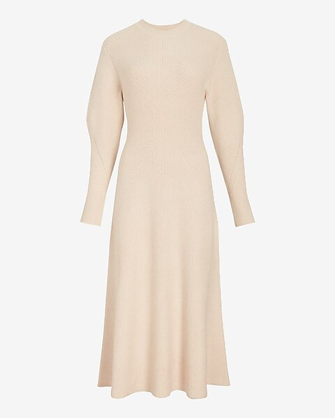 Metallic Mock Neck Midi Sweater Dress | Express