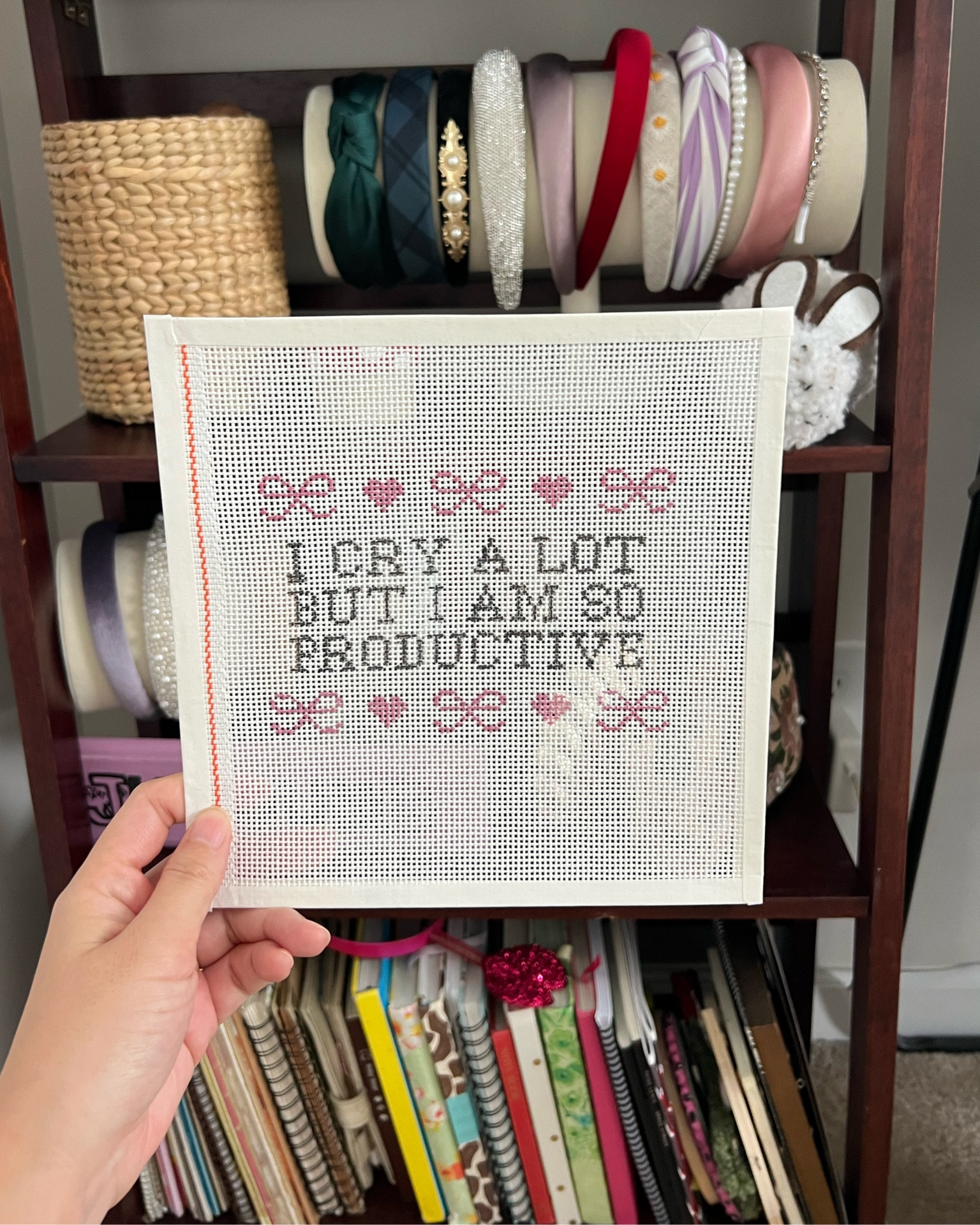 Trying my hand at painting needlepoint canvases!