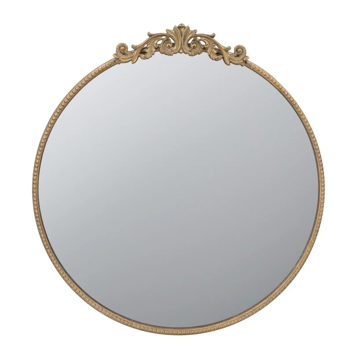 Kea 32 Inch Vintage Round Wall Mirror, Gold Metal Frame, Baroque Design- Saltoro Sherpi | Walmart (US)