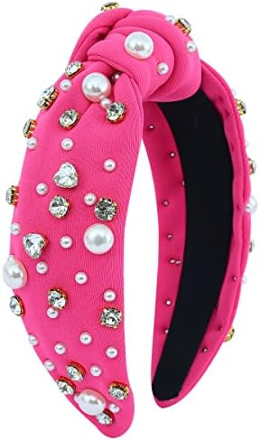 FEDANS Women Knotted Jeweled Headband Heart Shaped Crystal Embellished Mixed Top Hairband ladies Twi | Amazon (US)