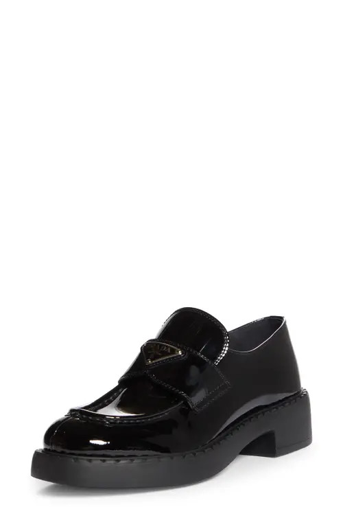 Prada Triangle Logo Patent Leather Loafer in Nero at Nordstrom, Size 8Us | Nordstrom