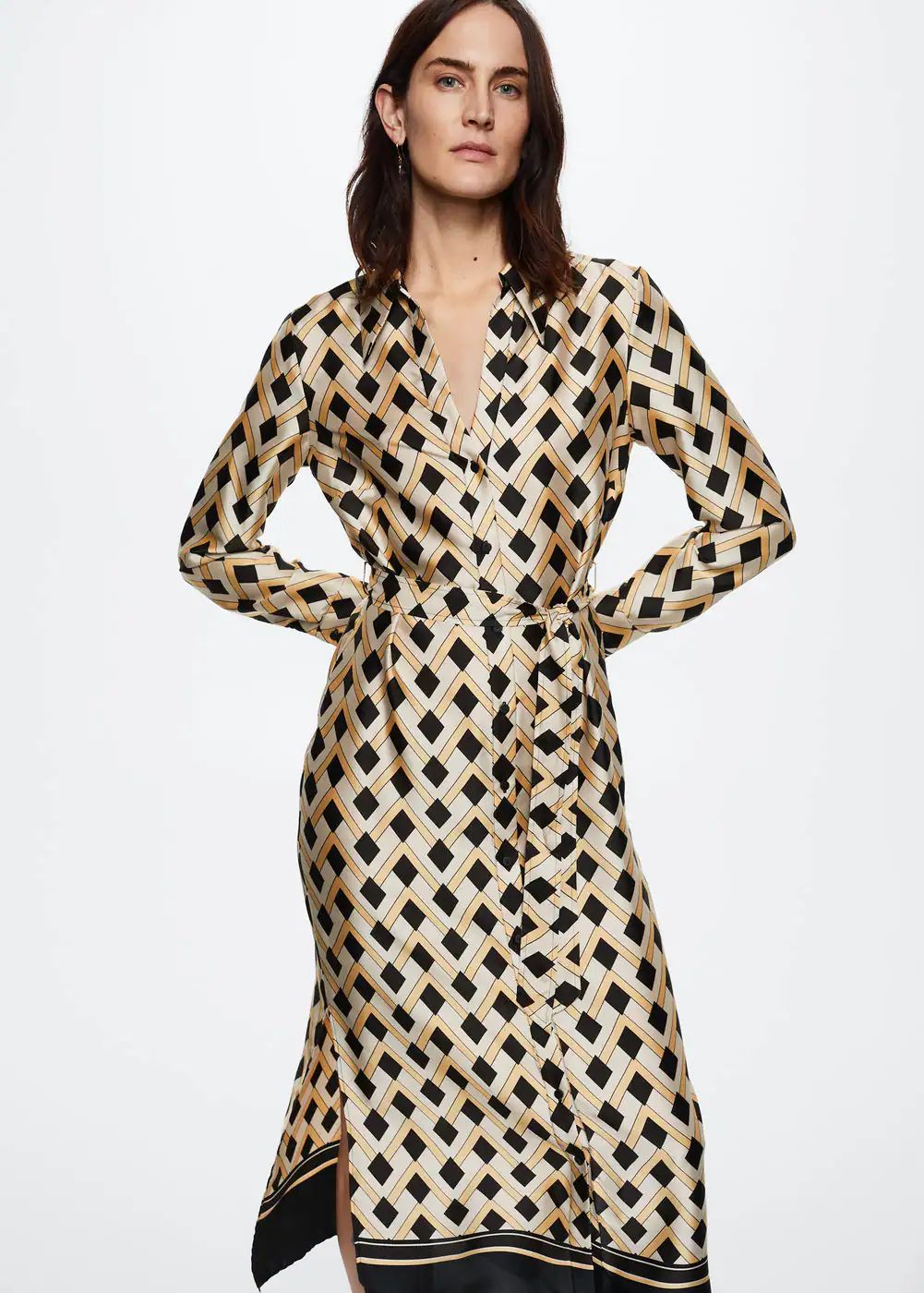 Geometric print dress -  Women | Mango USA | MANGO (US)