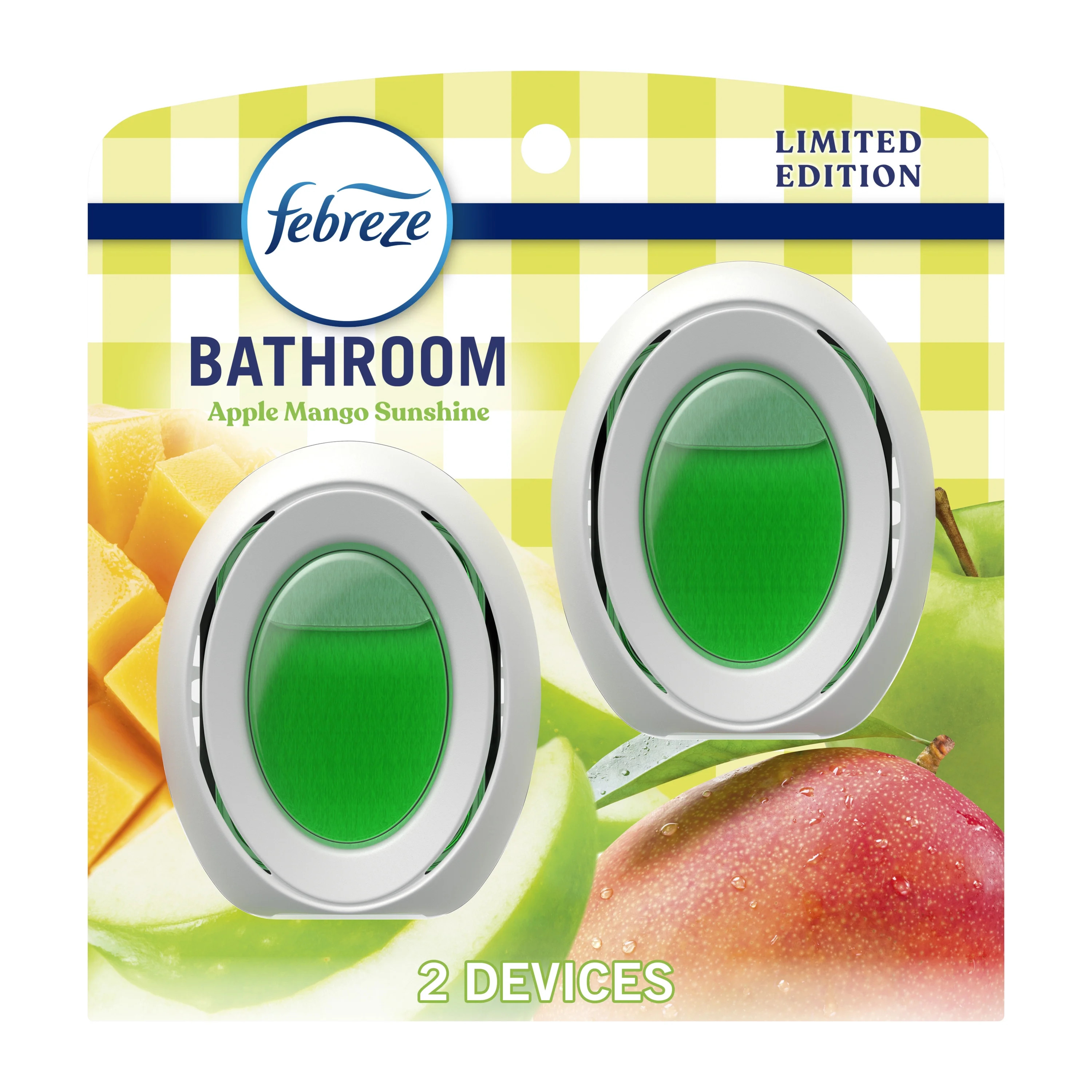 Febreze Bathroom Air Freshener, Small Spaces Odor-Fighting, Apple Mango Sunshine, 2 Count | Walmart (US)