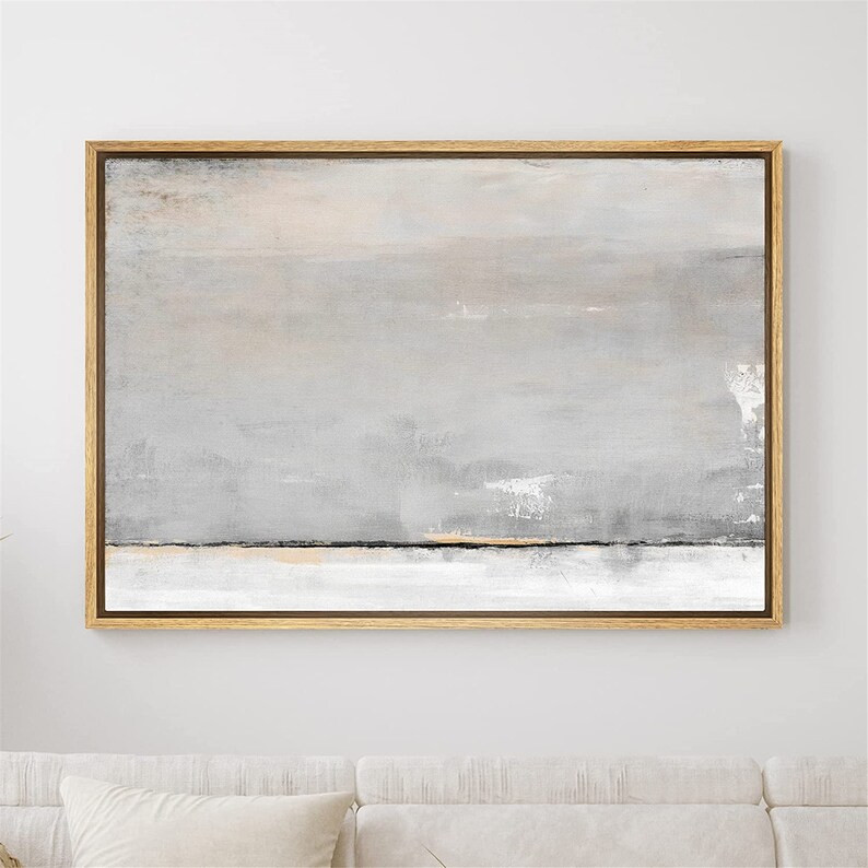 SIGNWIN Framed Canvas Wall Art Gray Tan Pastel Watercolor - Etsy | Etsy (US)