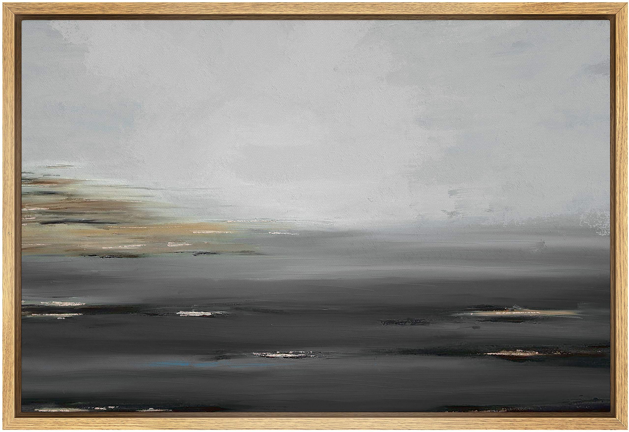 SIGNWIN Framed Canvas Wall Art Stormy Gray Seacape Print Abstract Ocean Oil Painting Expressionism M | Amazon (US)