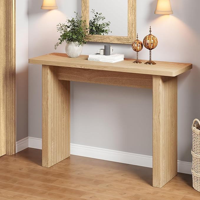 Fluted Entryway Console Table, Wooden Rectangular Sofa Table for Entrance, Narrow Wood Entryway S... | Amazon (US)