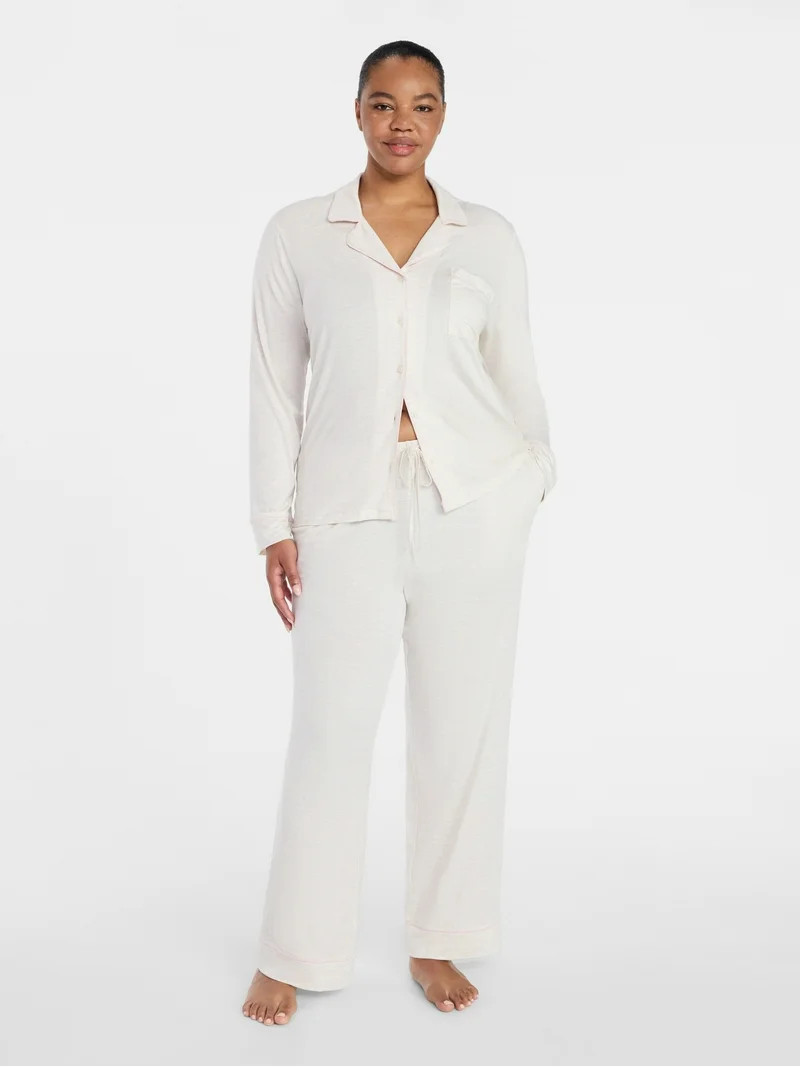 Joyspun4.8 stars out of 15 reviews(4.8)|15 Joyspun Women’s Sleep Modal Long Sleeve Notch Top an... | Walmart (US)