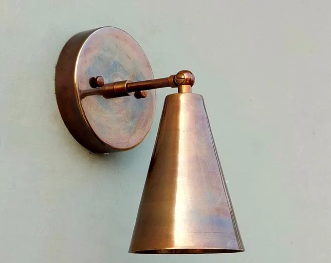 Raw Brass Cone Wall Sconce: Mid Century Modern Italian Lighting | Etsy (US)