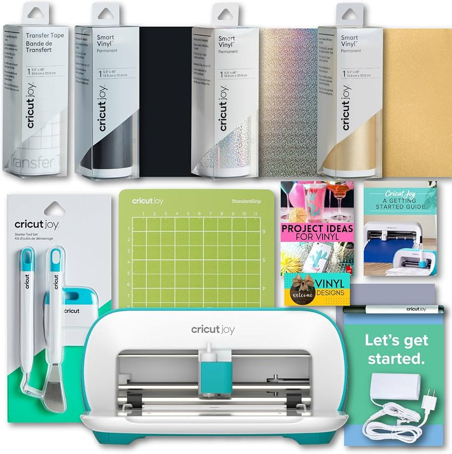 Cricut Joy Machine with Smart Vinyl Rolls, Standard Grip Cutting Mat and Joy Tool Set Bundle - St... | Amazon (US)
