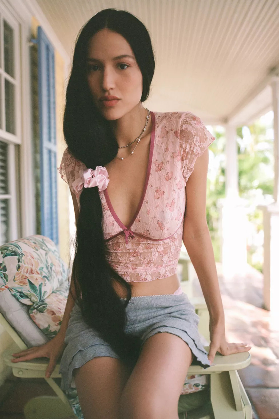 Kimchi Blue Madison Semi-Sheer Lace Blouse | Urban Outfitters (US and RoW)