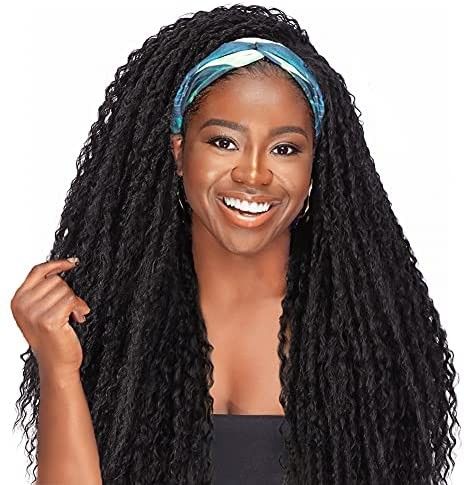 WIGNEE Kinky Curly Headband Wigs for Women 20 Inch Long Braided Synthetic Hair Twisted Headband W... | Amazon (US)