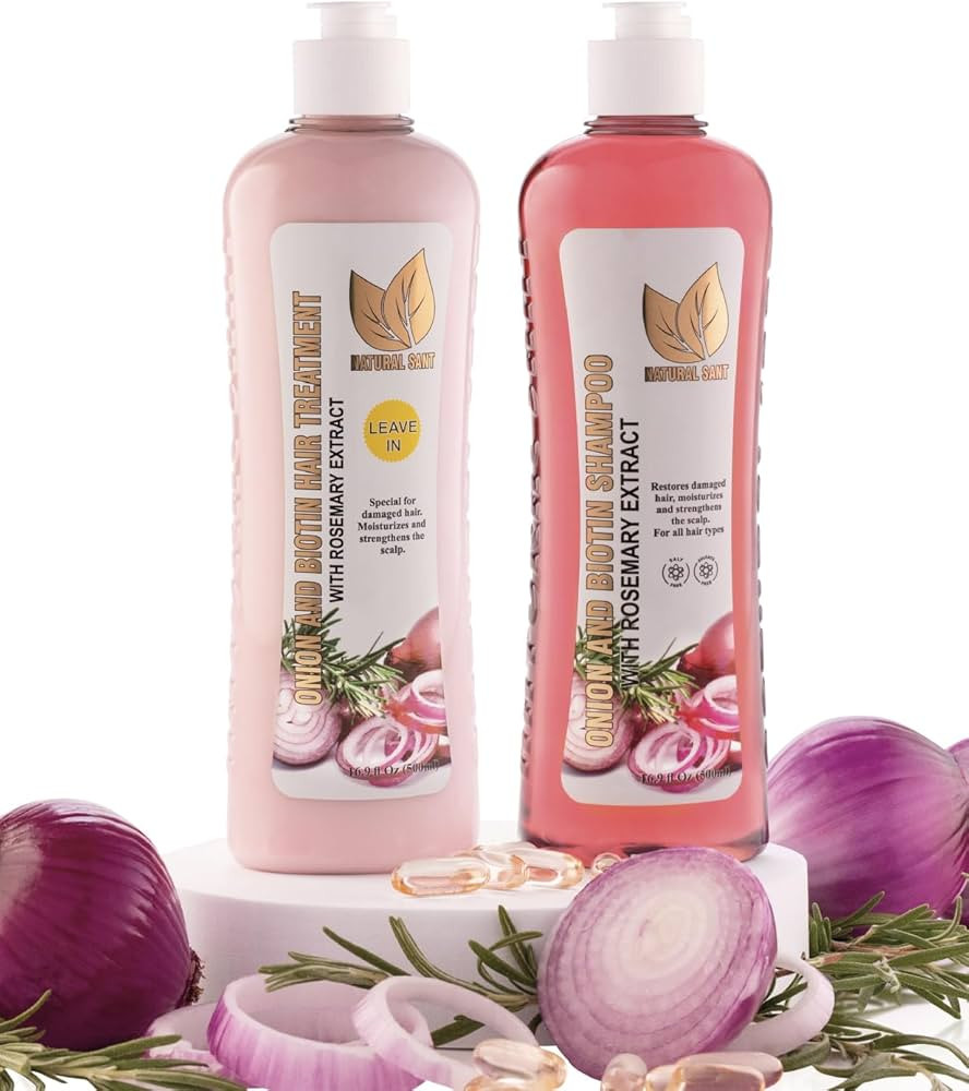 NATURAL SANT - Onion Biotin and Rosemary Shampoo & Treatment Set for Stronger, Thicker and Longer... | Amazon (US)