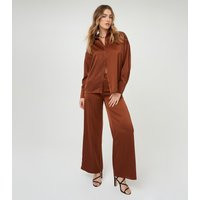 Women's Brown Satin Trousers WKNDGIRL New Look | New Look (UK)