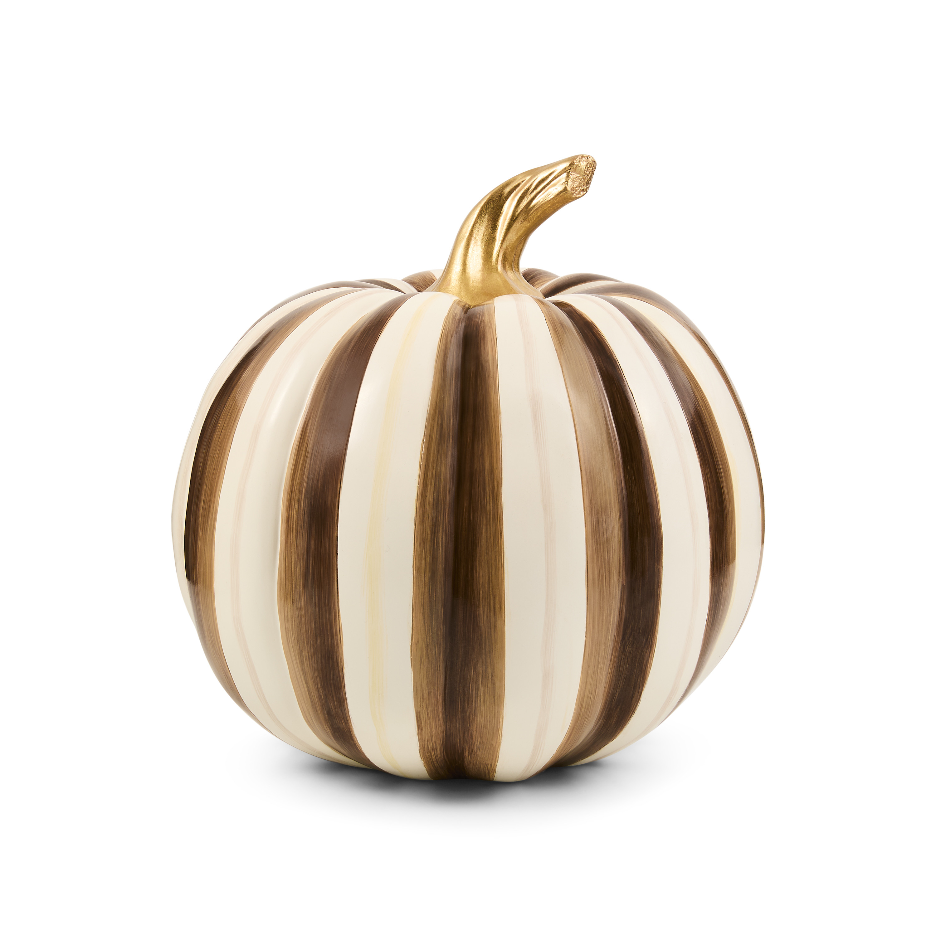 MacKenzie-Childs Chocolate Stripe Medium Pumpkin Figurine | MacKenzie-Childs