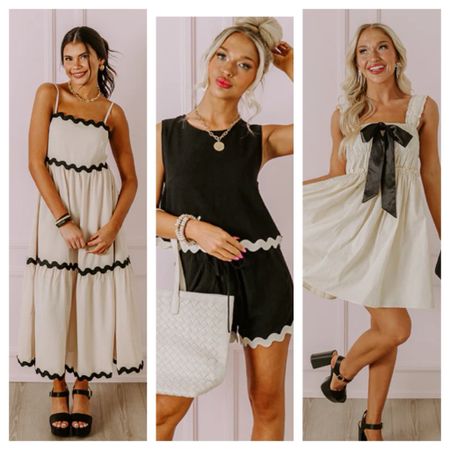 Black and white dress and two piece set, ric rac, bow dress, grandmillennial style, maxi dress

#LTKSeasonal #LTKstyletip #LTKfindsunder100