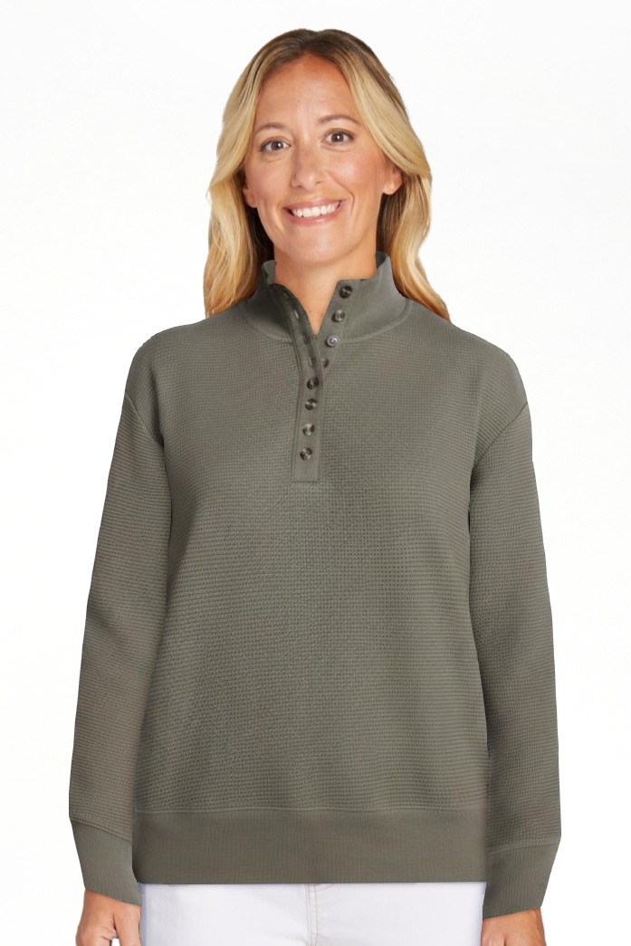 Scenario Women's and Women's Plus Waffle Knit Button Top with Long Sleeves, Sizes XS-4X | Walmart (US)