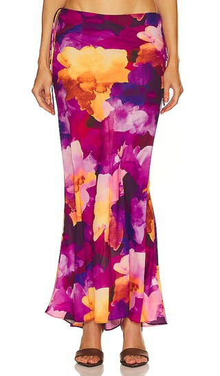 Watercolor Maxi Skirt in Fuchsia Multi | Revolve Clothing (Global)