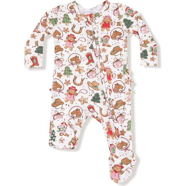 Angel Dear | 2 Way Zipper Ruffle Back Footie, Cowgirl Christmas Cookies (Multicolor, Size New Born) | Maisonette | Maisonette