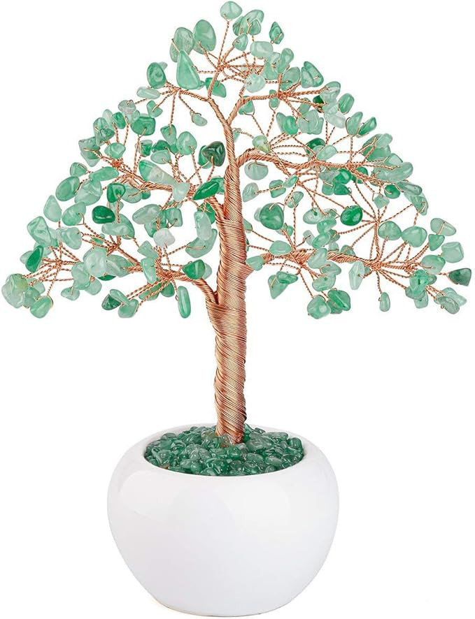 CrystalTears Green Aventurine Crystal Money Tree Feng Shui Natural Healing Crystal Gemstone Bonsa... | Amazon (UK)