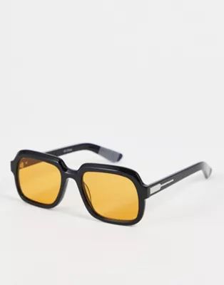 Spitfire – Cut Thirty Eight – Eckige Sonnenbrille in Schwarz mit Gläsern in Orange | ASOS (Global)