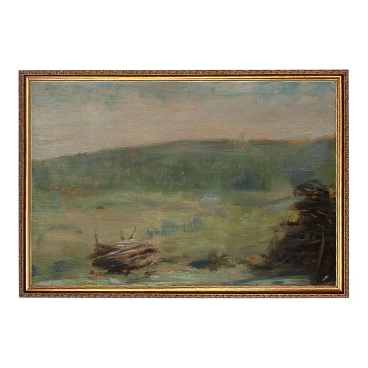 "Landscape at Saint-Ouen" Contemporary Reproduction Print on Canvas After Georges Seurat, Framed ... | Chairish