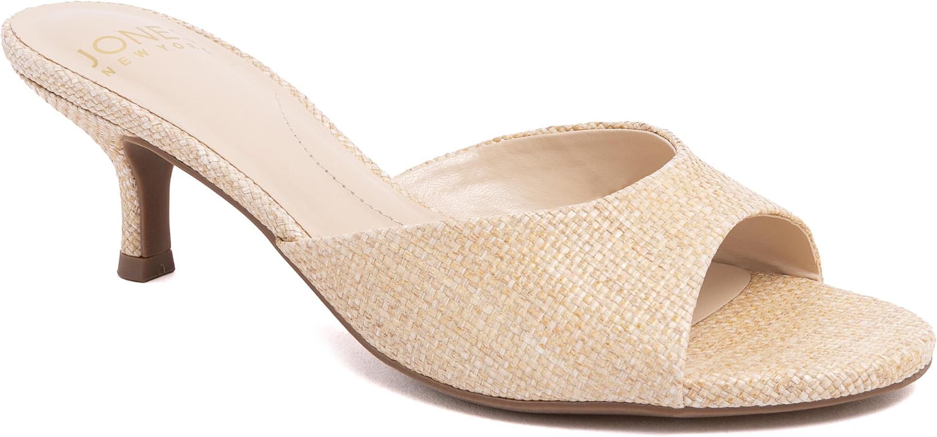 Jones New York Women's Woven Raffia Kitten Heel Slide Sandal Open Toe Low Heel Dress Mule Slip-On... | Amazon (US)