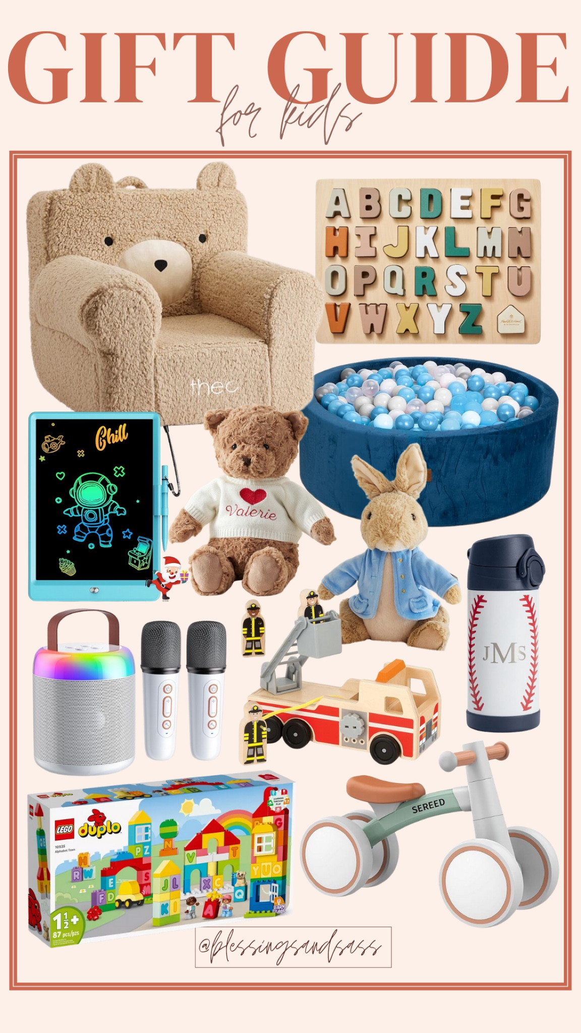 Gift Guide for kids! 

Kids gifts, gifts, presents, holiday, Christmas, gift guide, holiday gifts, Christmas gifts, seasonal, seasonal finds, toys, stuffed animal, karaoke set, water bottle, legos, bike



#LTKKids #LTKHoliday #LTKGiftGuide