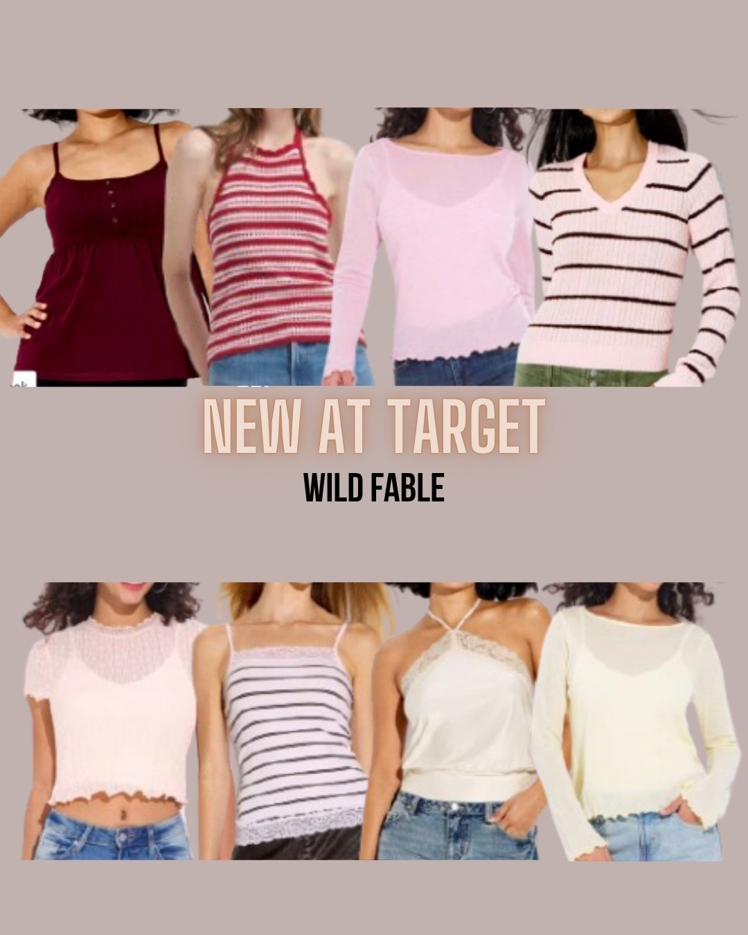 Target style
Fall tops
Lace tank
Striped top
Mesh top