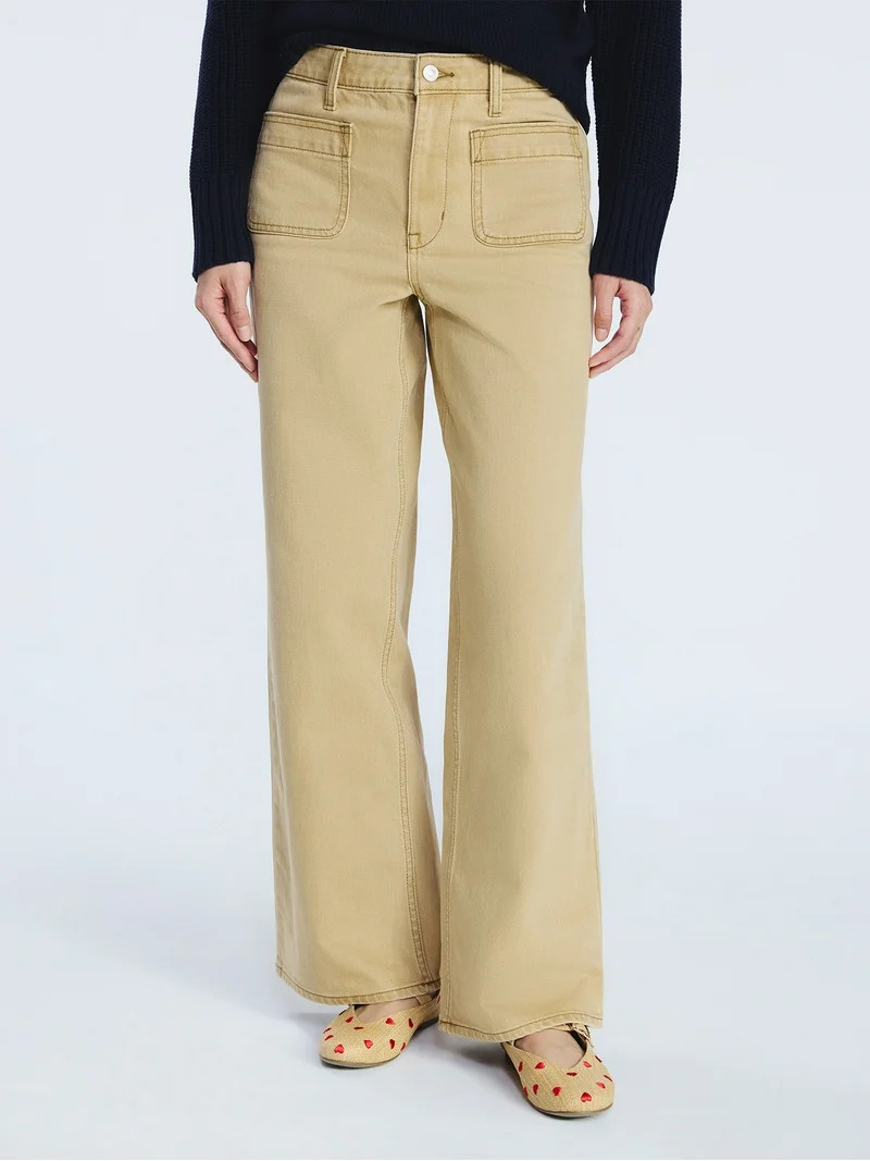 Free Assembly Women's and Women's Plus Wide Leg Jeans with Patch Pockets, 30", 32", and 34" Insea... | Walmart (US)