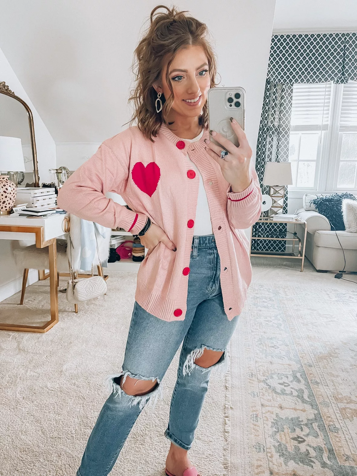 Buy FindThy Women's Cute Cardigan Sweater Kawaii Love Heart Print