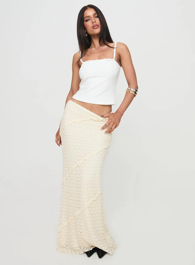 Incandescent Maxi Skirt Cream | Princess Polly AU