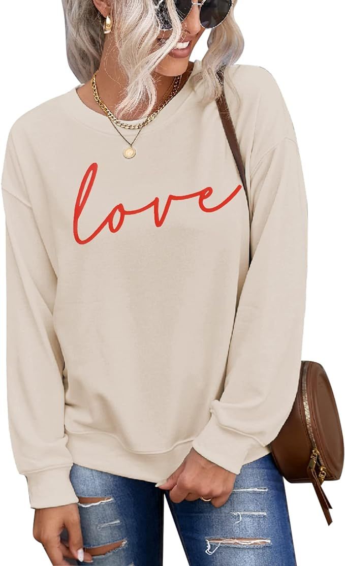 CM C&M WODRO Women Valentine's Day Love Sweatshirt Crewneck Long Sleeve Shirts Casual Pullover Li... | Amazon (US)