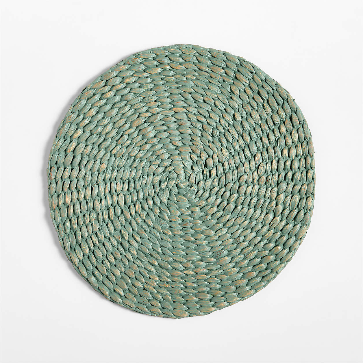 Round Mist Green Water Hyacinth Placemat | Crate & Barrel | Crate & Barrel