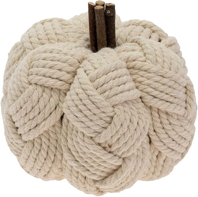 Boston International Pumpkin Décor Autumn & Fall Decorations, Small, Woven Cream | Amazon (US)